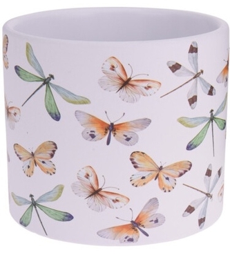 Keramický květináč Odonata a Lepidoptera, 12,5x13,5 cm