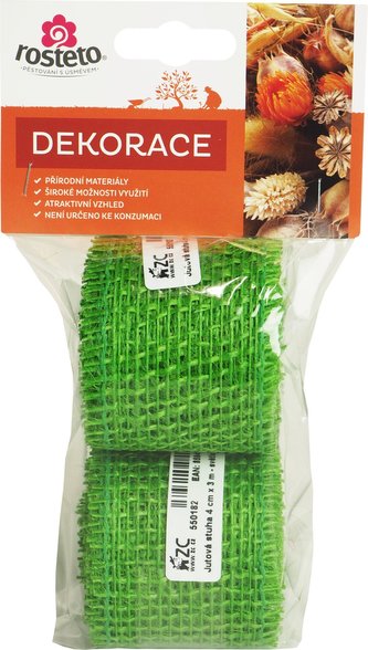 Jutová stuha Rosteto 4 cm x 3 m - světle zelená (2 ks)