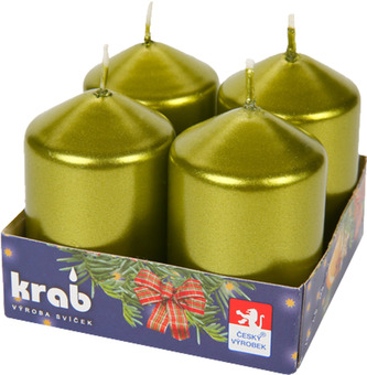 Svíčka adventní válec 40x60 mm - metalická zelená (4ks)