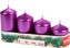 Svíčka adventní schody 50x60/75/90/105 mm - metalická fialová (4ks)