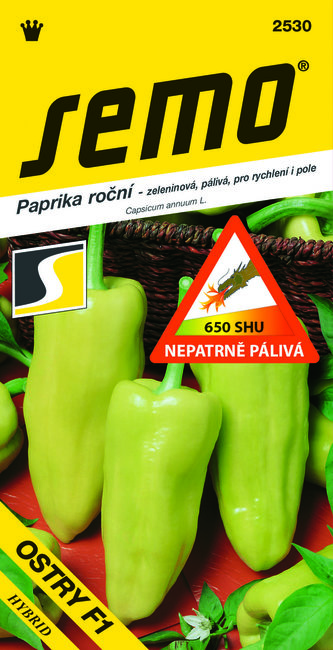Paprika zel. pálivá F1 - Ostry F1 rychl,pole 15s  /SHU 650/