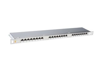 Solarix 19" Patch panel 24xRJ45 CAT6 STP s vyvaz.lištou nerez 0,5U, SX24HD-6-STP-SL