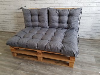 Paletové prošívané sezení MATTEO SET - sedák 120x80 cm, 2x opěrka 60x40 cm, barva šedá, Mybesthome