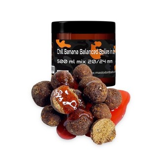 Chill Banana Balanced Boilies in dip 500ml mix 20/24mm
