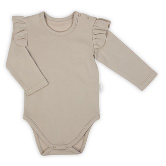 Kojenecké body s dlouhým rukávem Nicol Ella béžové - velikost 80 (9-12m)