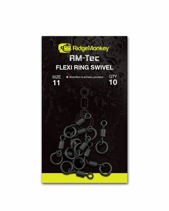 RIDGEMONKEY: Obratlík RM-Tec Flexi Ring Swivel Velikost 11 10ks