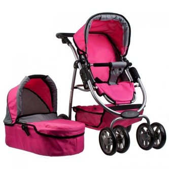 Kočárek pro panenky tmavě růžový MEGA CREATIVE 438348