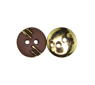 Knoflík - hnědý se zlatým zdobením - prům. 12 mm