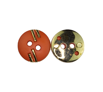 Knoflík - oranžový se zlatým zdobením - prům. 12 mm