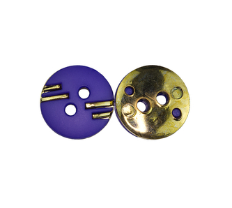 Knoflík - fialový se zlatým zdobením - prům. 12 mm