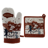 Kuchyňská sada - chňapka a podložka, kočky ve městě - Praha