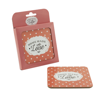 Podtácek MDF 10*10 cm, Home  made with love,, sada 4 ks