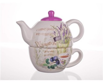 BANQUET Konvička keramická se šálkem LAVENDER, OK