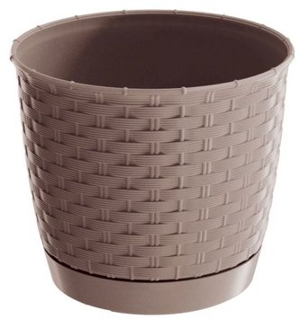 Květináč 250 mm mocca RATOLLA ROUND imitace pleteného ratanu