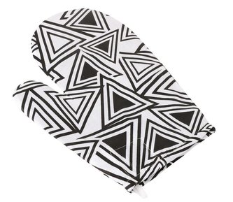 Kuchyňská chňapka - trojúhelníky černé - chňapka 28x18 cm