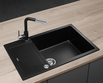 DG05L60bc Dřez granitový s odkapem Linea ČERNÝ DG05L60bc Dřez granitový s odkapem Linea ČERNÝ