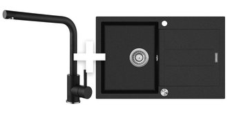 SET Dřez granitový s odkapem DG10C45bc + Baterie dřezová granit BDG4227bc SET Dřez granitový s odkapem DG10C45bc + Baterie dřezová granit BDG4227bc