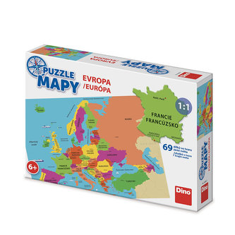 Puzzle mapy Evropa: puzzle 69 dílků Puzzle mapy Evropa: puzzle 69 dílků