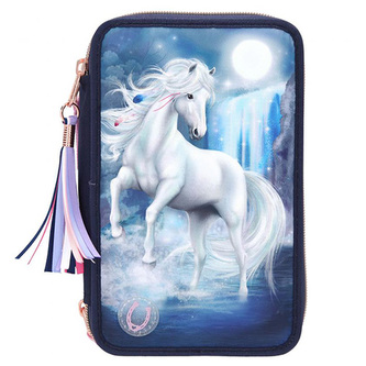 Penál s výbavou a světelným efektem Miss Melody, Modrý - se světelným efektem, Miss Melody