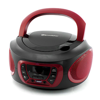 Přehrávač Roadstar, CDR-365U/RD, přenosný, CD/MP3, rádio PLL, USB, AUX IN, CD, displej, výstup na sluchátka, 2x2 W