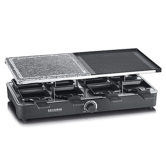 Raclette gril Severin, RG 2371, přír. kámen/litina, lívanečník 4ks, 8 pánviček, 1500W