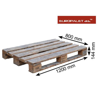 EUR - použitá, Rozměry: 1200 x 800 x 144 mm