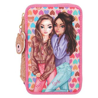 Penál s výbavou Top Model, Hayden a Nyela, srdíčkový pattern, růžový