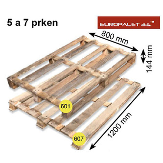 Paleta jednorázová EU, Rozměry: 1200 x 800 x 144 mm