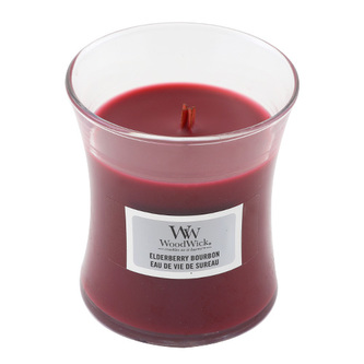 Svíčka oválná váza WoodWick, Bourbon s brusinkami, 85 g