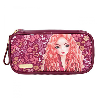 Jednoduchý penál Top Model, Vínový s kytičkami, Lexy, 0411524_A