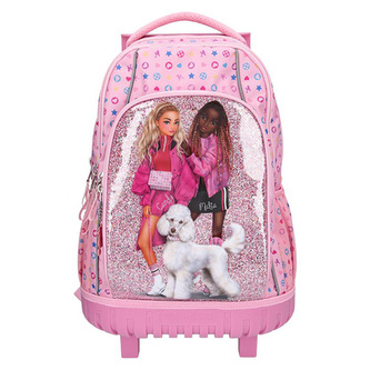 Školní batoh trolley Top Model, Candy, Malia a pudl, barva růžová