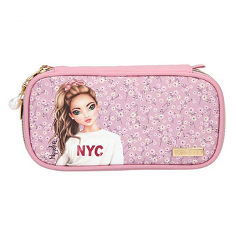 Penál Top Model, Růzový s kytičkami a přívěskem, Hayden, 0411198_A