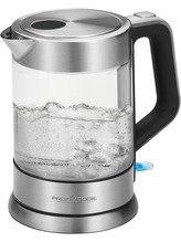 Rychlovarná konvice ProfiCook, PC-WKS 1107, nerezová, 360° konektor, 1,5 L, nerezové topné těleso, ochrana proti přehřátí a odpařování, 1850-2200 W