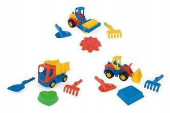 Auto stavební + sada na písek plast 25cm v síťce
