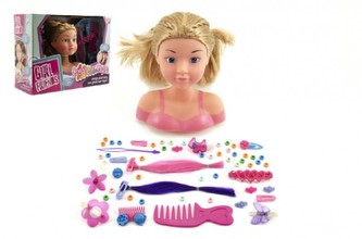 Česací hlava s doplňky plast v krabici 34x27x14cm