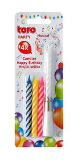 ZPÍVAJÍCÍ DORTOVÁ SVÍČKA &quot;HAPPY BIRTHDAY&quot;+4 SVÍČKY