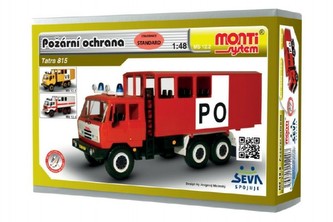 Stavebnice Monti 12.2 Tatra 815 Hasiči Požární ochrana 1:48 v krabici 22x15x6cm