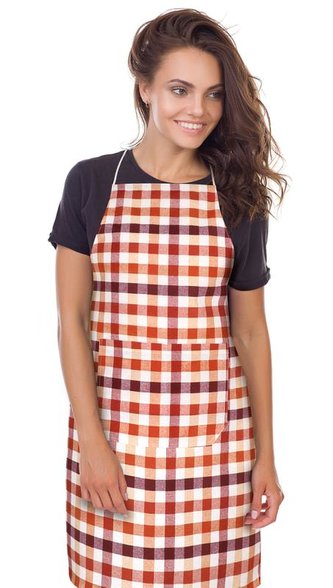 Kuchyňská zástěra EMA - kostka terra - zástěra 67x84 cm