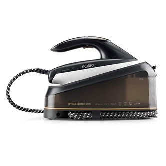Parní stanice Solac, CPB6100 Optima Center 3000, 7 barů, rychlé spuštění, chytrá technologie, antibakteriální pára, vertikální žehlení, akční rádius 3,65 M, systém Infinity, samočištění, digitální displej, zamykací systém, keramická plocha, systém proti o