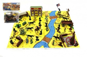 Sada indiáni a kovbojové s mapou a doplňky plast v sáčku 28x33cm