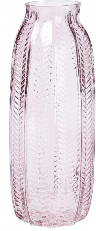 Skleněná váza 12x29,5 cm, čirá-růžová