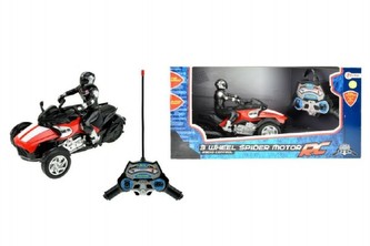 Tříkolka motorka RC plast 20cm na baterie na dálkové ovládání se světlem v krabici