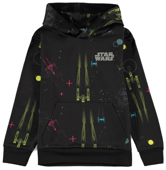 Dětská mikina s kapucí Star Wars|Hvězdné války: Colored Ships (výška 158-164 cm) černý polyester