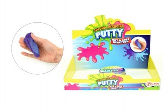 Hmota/modelína inteligentní měnící barvu podle teploty 8cm v plechovce