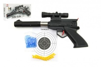 Pistole plast 30cm na měkké a vodní kuličky o průměru 6mm v krabici