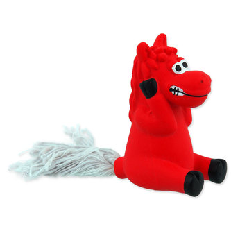 Hračka DOG FANTASY Latex Mini Kůň červený se zvukem 7 cm