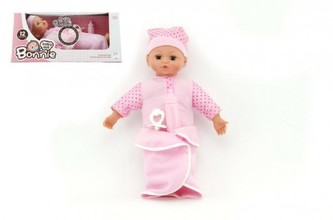 Miminko měkké tělo 30cm s doplňky na baterie se zvukem v krabici