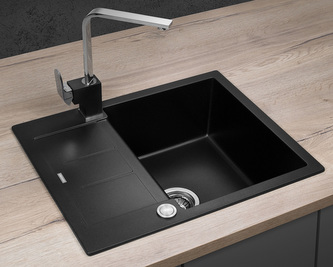DG05C45bc Dřez granitový s odkapem Cubis ČERNÝ