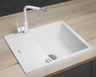 DG05C45wh Dřez granitový s odkapem Cubis BÍLÝ DG05C45wh Dřez granitový s odkapem Cubis BÍLÝ