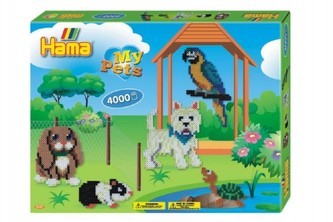 Zažehlovací korálky 4000ks + 2 podložky mazlíčci plast v krabici 32x24x4cm